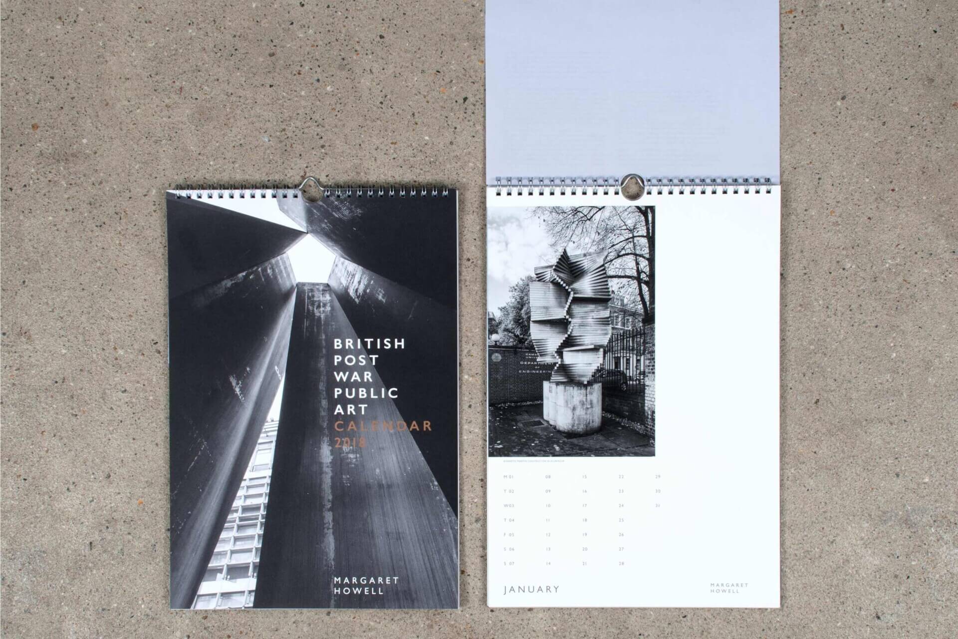 Margaret Howell 2018 Calendar Design Post War Public Art Cover